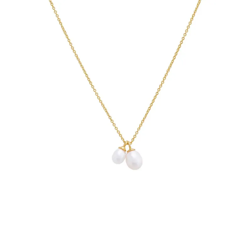 Mini Double Pearl Pendant Necklace sold by Adina Eden's