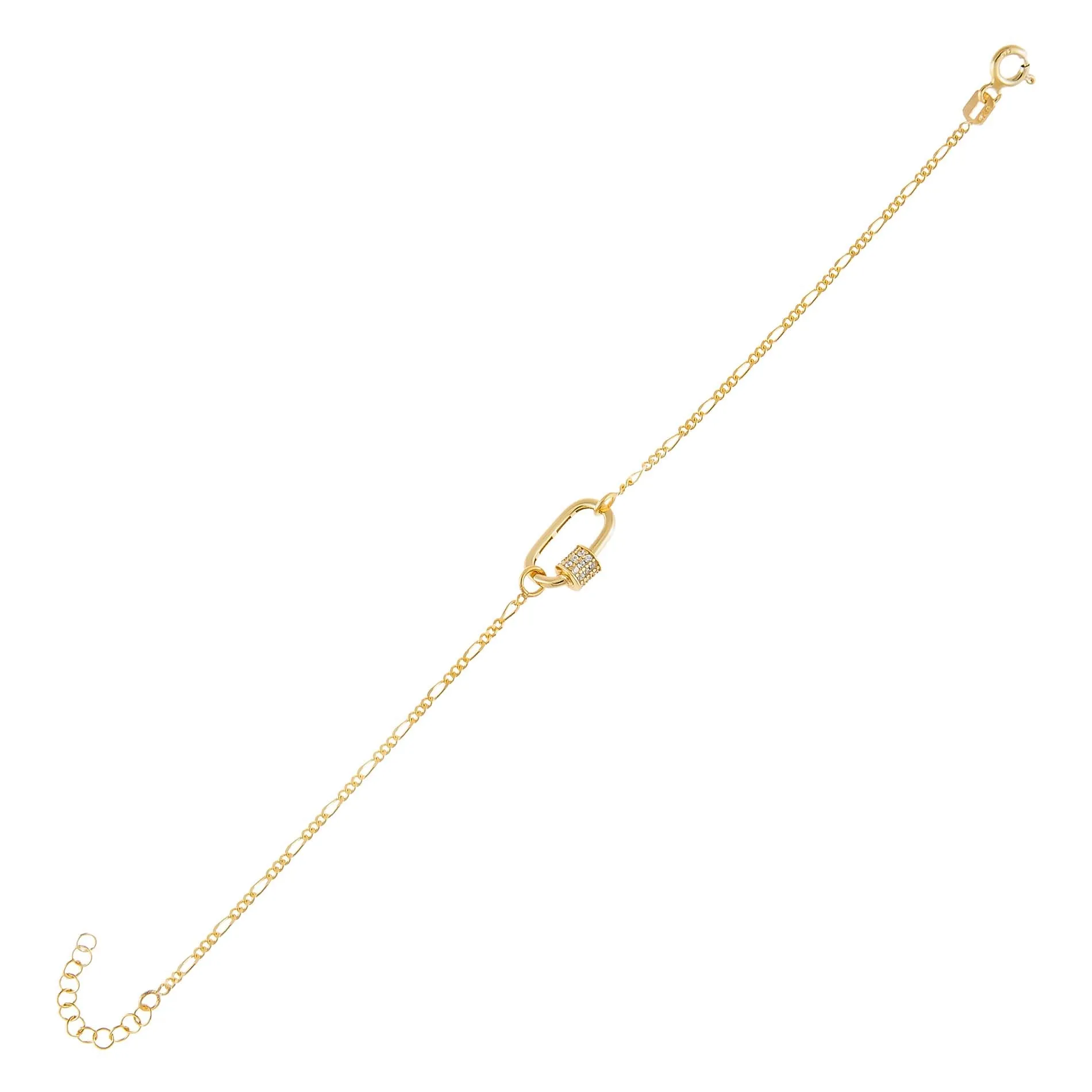 Pavé Mini Toggle Figaro Bracelet sold by Adina Eden's