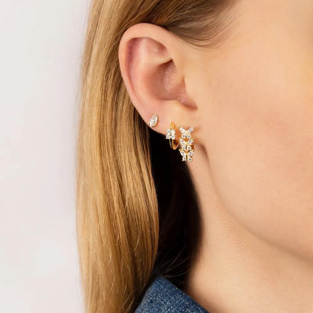 CZ Mini Flower Cluster Huggie Earring sold by Adina Eden's product image thumbnail 2