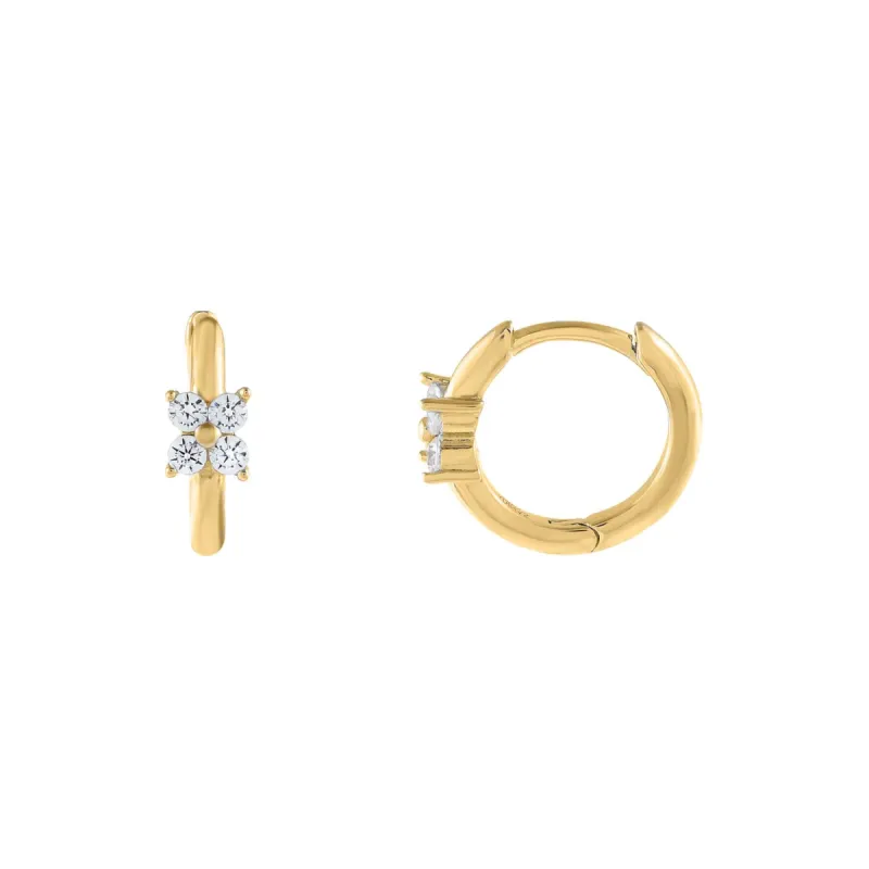 CZ Mini Flower Cluster Huggie Earring sold by Adina Eden's