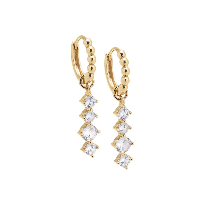 CZ Graduated Drop Beaded Huggie Earring sold by Adina Eden's
