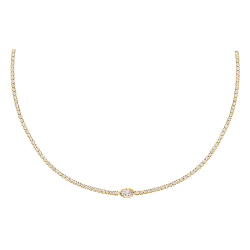 Marquise Shape Bezel Thin Tennis Choker sold by Adina Eden's
