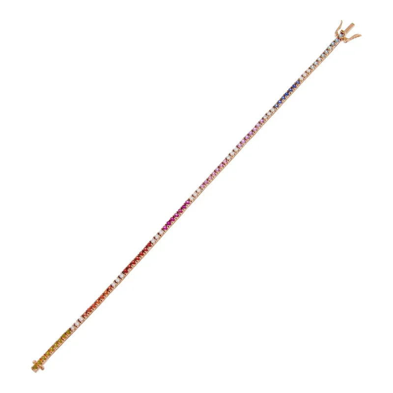 Diamond X Multi-Color Gemstone Tennis Bracelet 14K sold by Adina Eden's