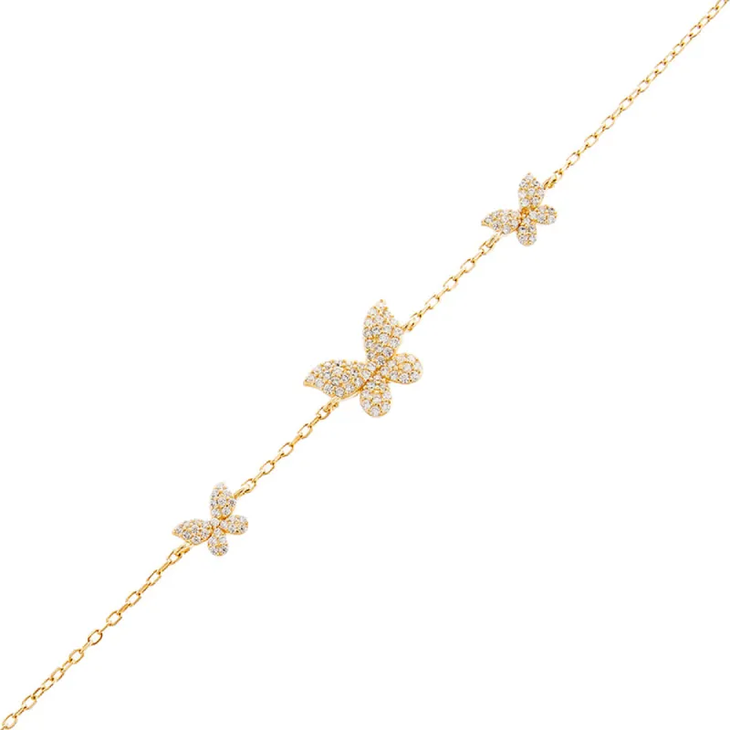 Pavé Triple Butterfly Bracelet sold by Adina Eden's