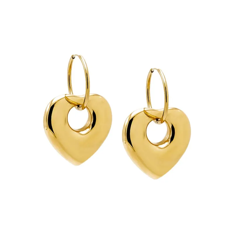 Solid Open Heart Dangling Huggie Earring sold by Adina Eden's