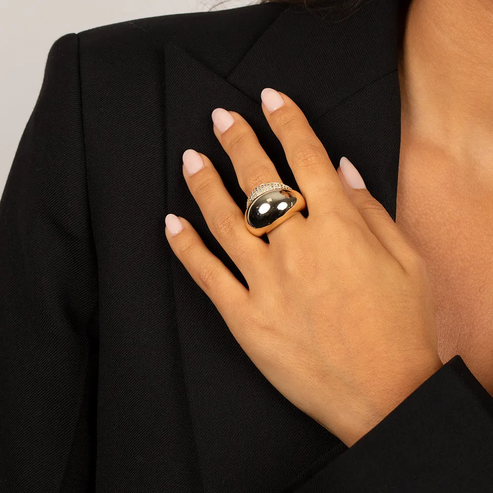 Solid/Pavé Double Dome Chunky Ring sold by Adina Eden's product image thumbnail 3