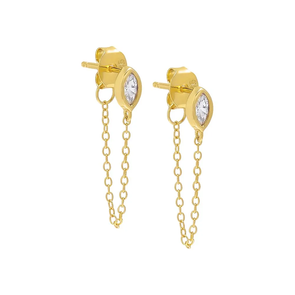 Marquise Bezel Front Back Stud Earring sold by Adina Eden's