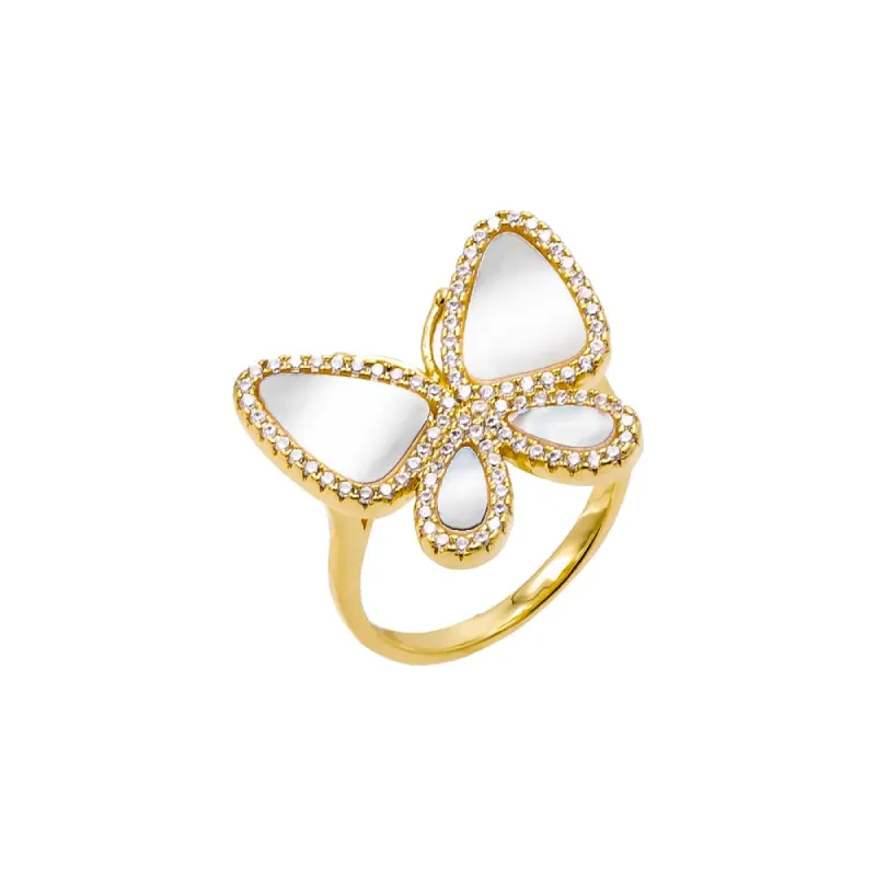 Pave Outlined Stone Butterfly Ring sold by Adina Eden's