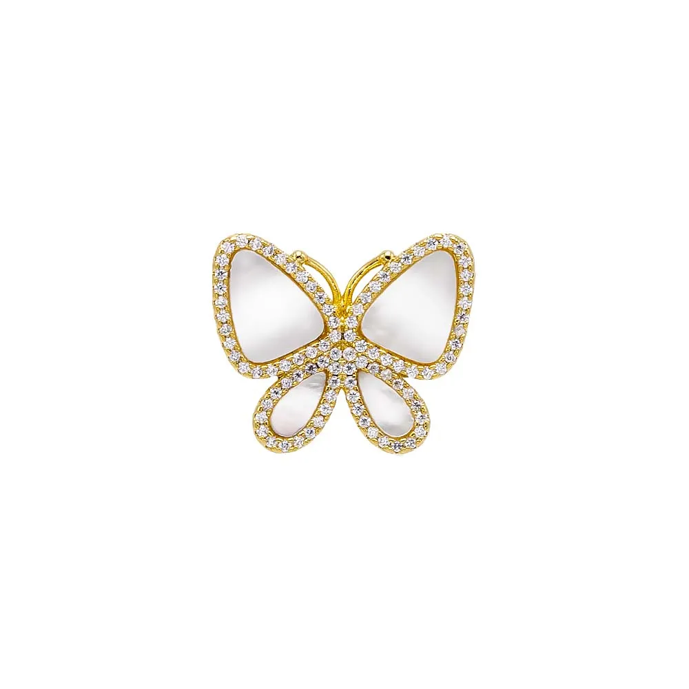 Pave Outlined Stone Butterfly Ring sold by Adina Eden's product image thumbnail 3