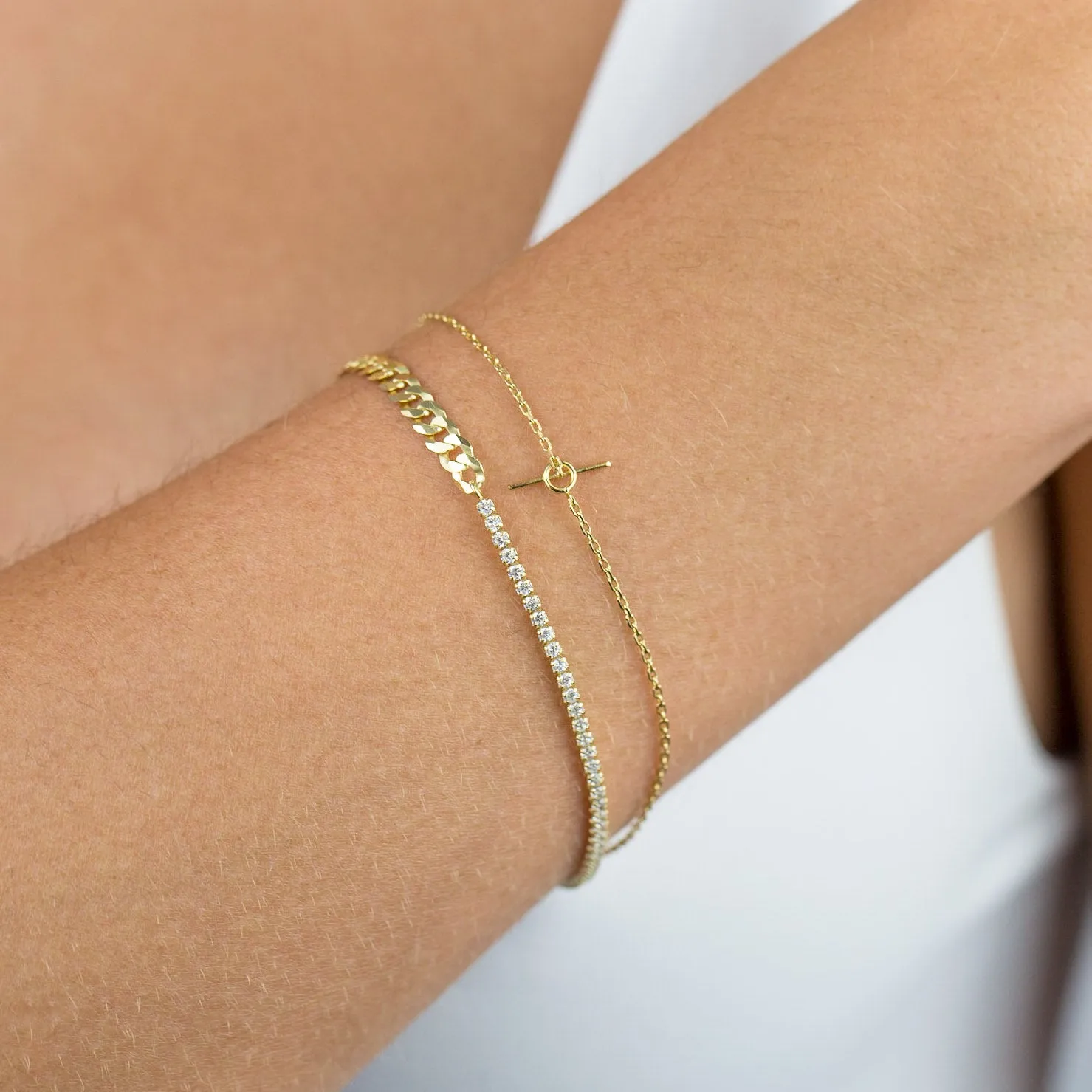 Thin Chain Toggle Bracelet sold by Adina Eden's product image thumbnail 2