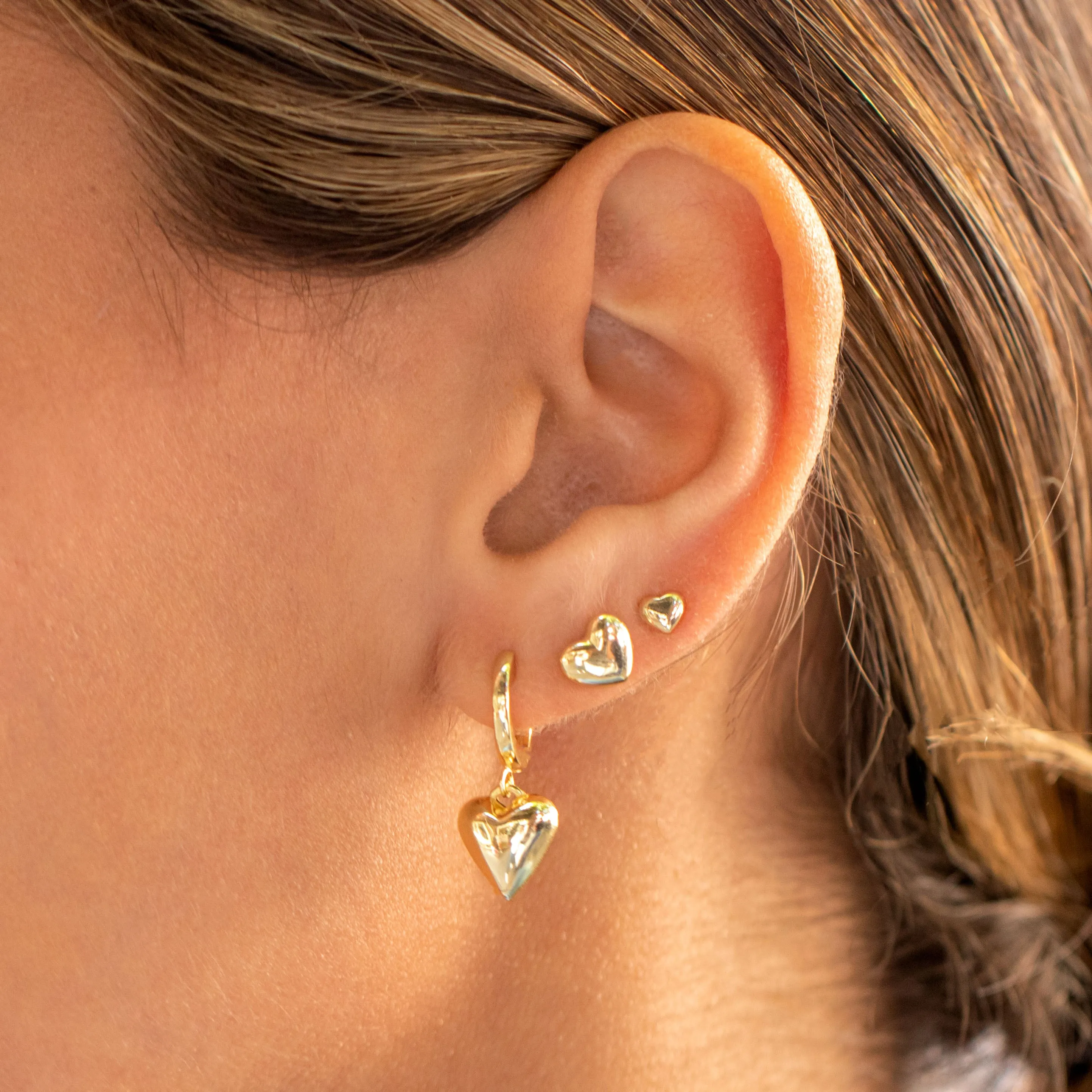 Solid Puffy Heart Stud Earring sold by Adina Eden's product image thumbnail 4