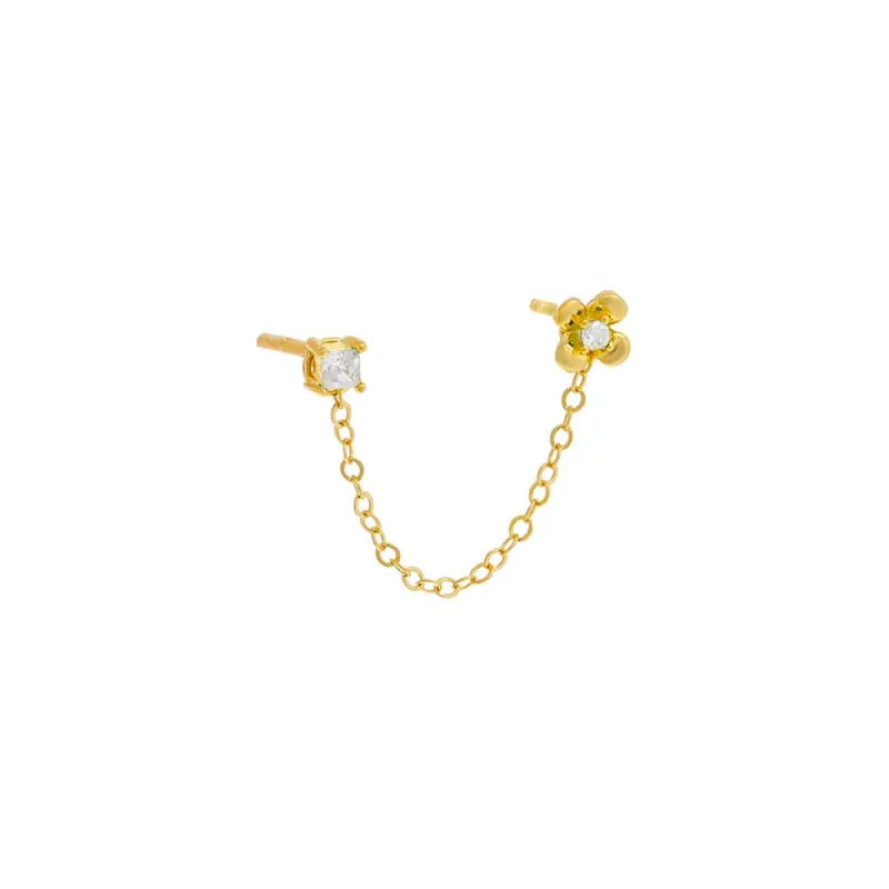 Colored Double CZ Chain Stud Earring sold by Adina Eden's