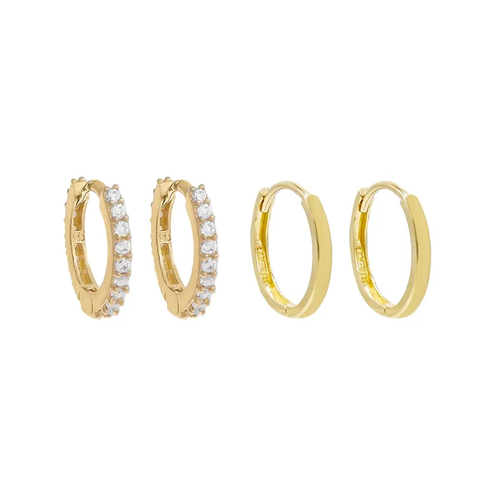 CZ Mini Huggie Earring Combo Set 14K sold by Adina Eden's