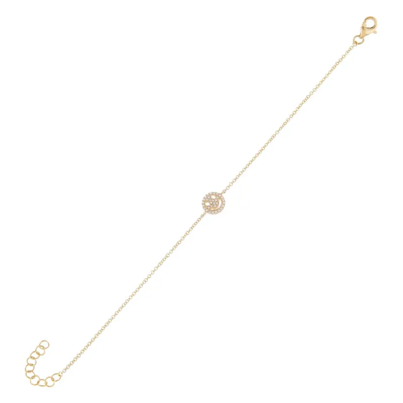 Diamond Pavé Smiley Face Bracelet 14K sold by Adina Eden's