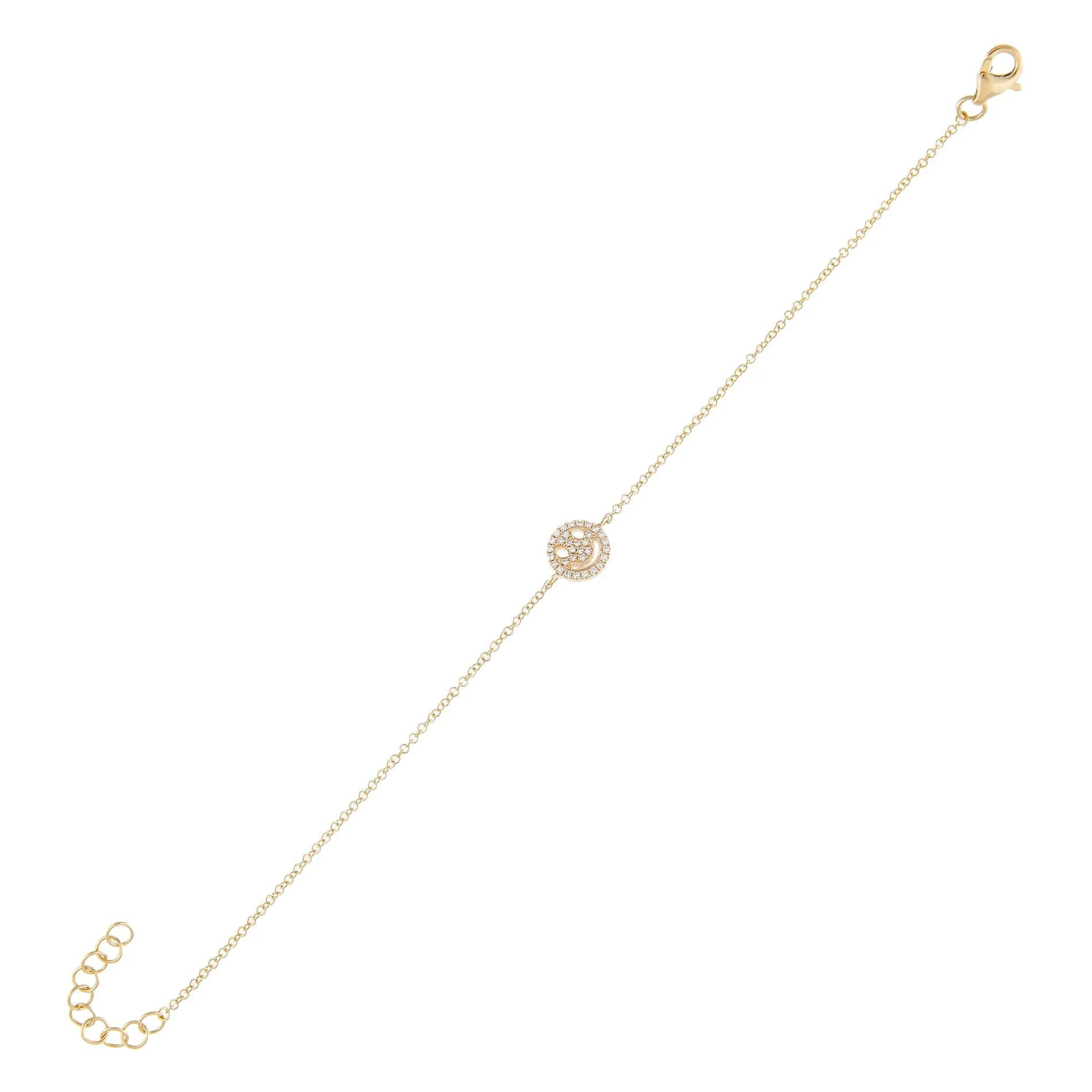Diamond Pavé Smiley Face Bracelet 14K sold by Adina Eden's