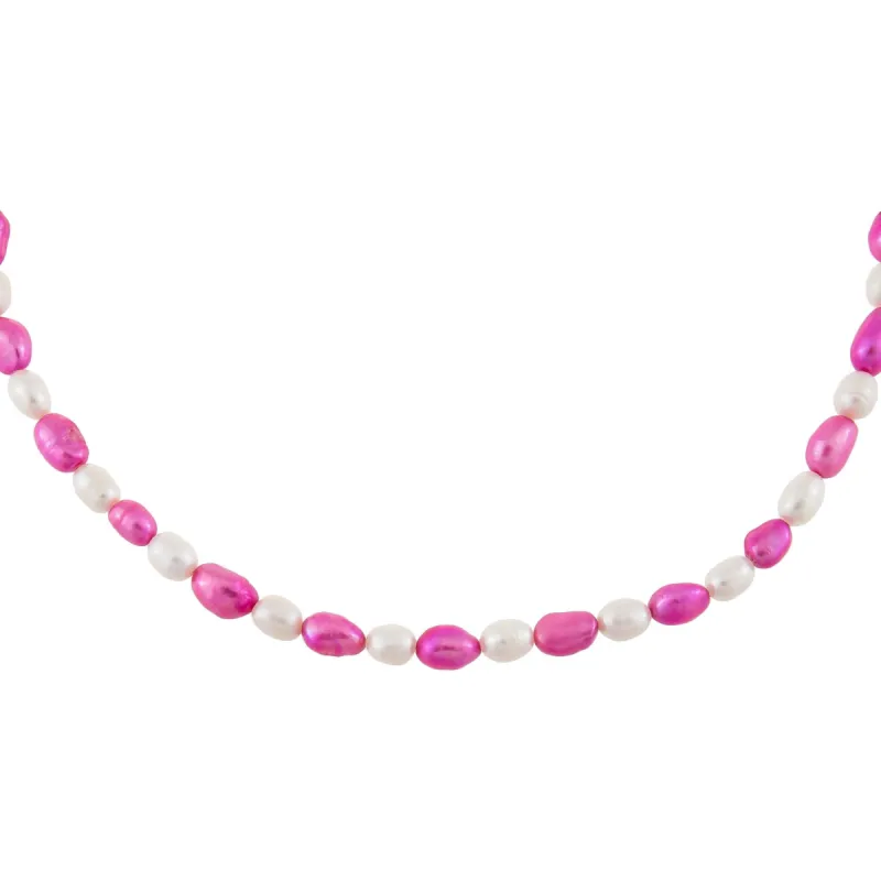 Magenta x White Pearl Necklace made by Adina Eden's
