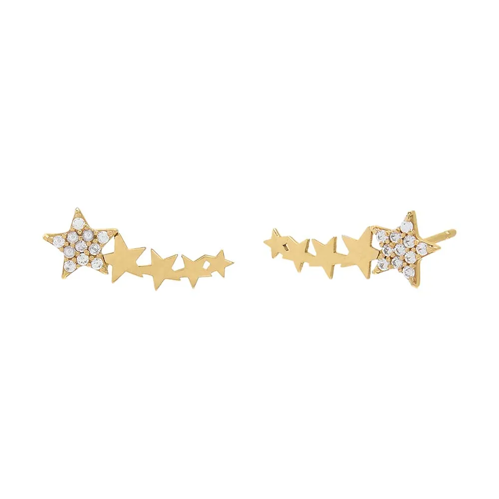 Solid x Pavé Multi Star Stud Earring 14K sold by Adina Eden's
