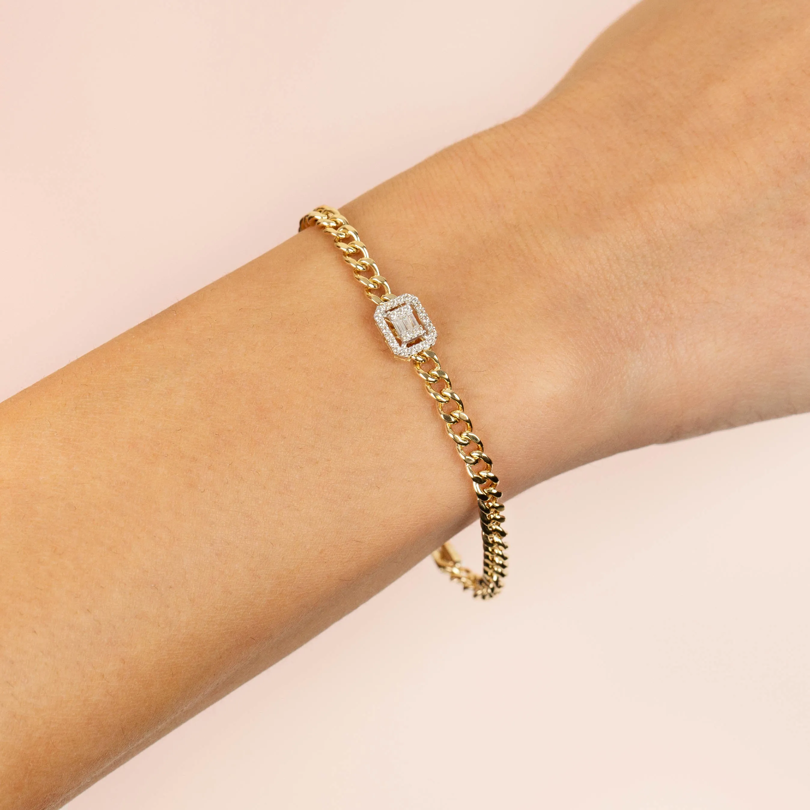 CZ Illusion Cuban Bracelet 14K sold by Adina Eden's product image thumbnail 2