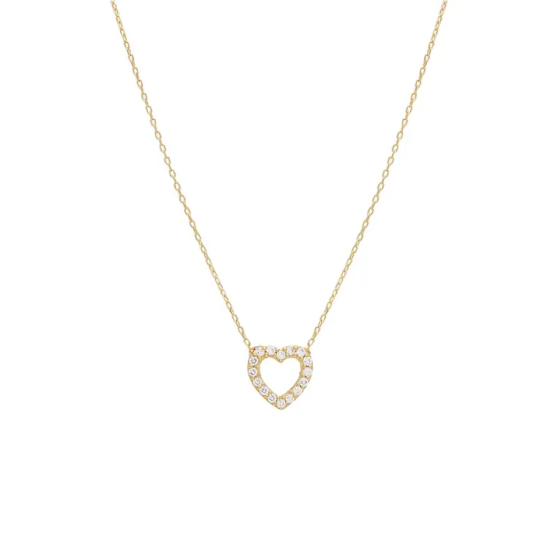 Mini CZ Open Heart Necklace 14K sold by Adina Eden's