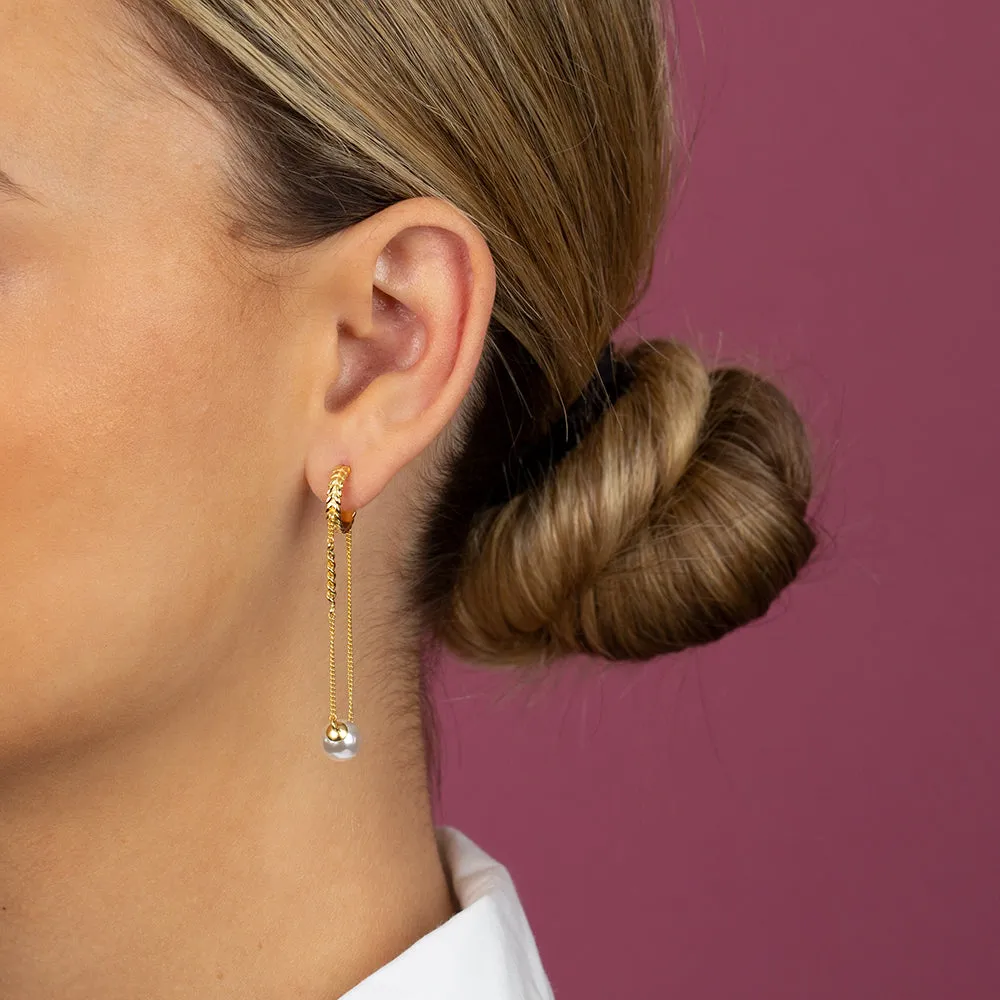 Pearl Chain Drop Hoop Earring sold by Adina Eden's product image thumbnail 2