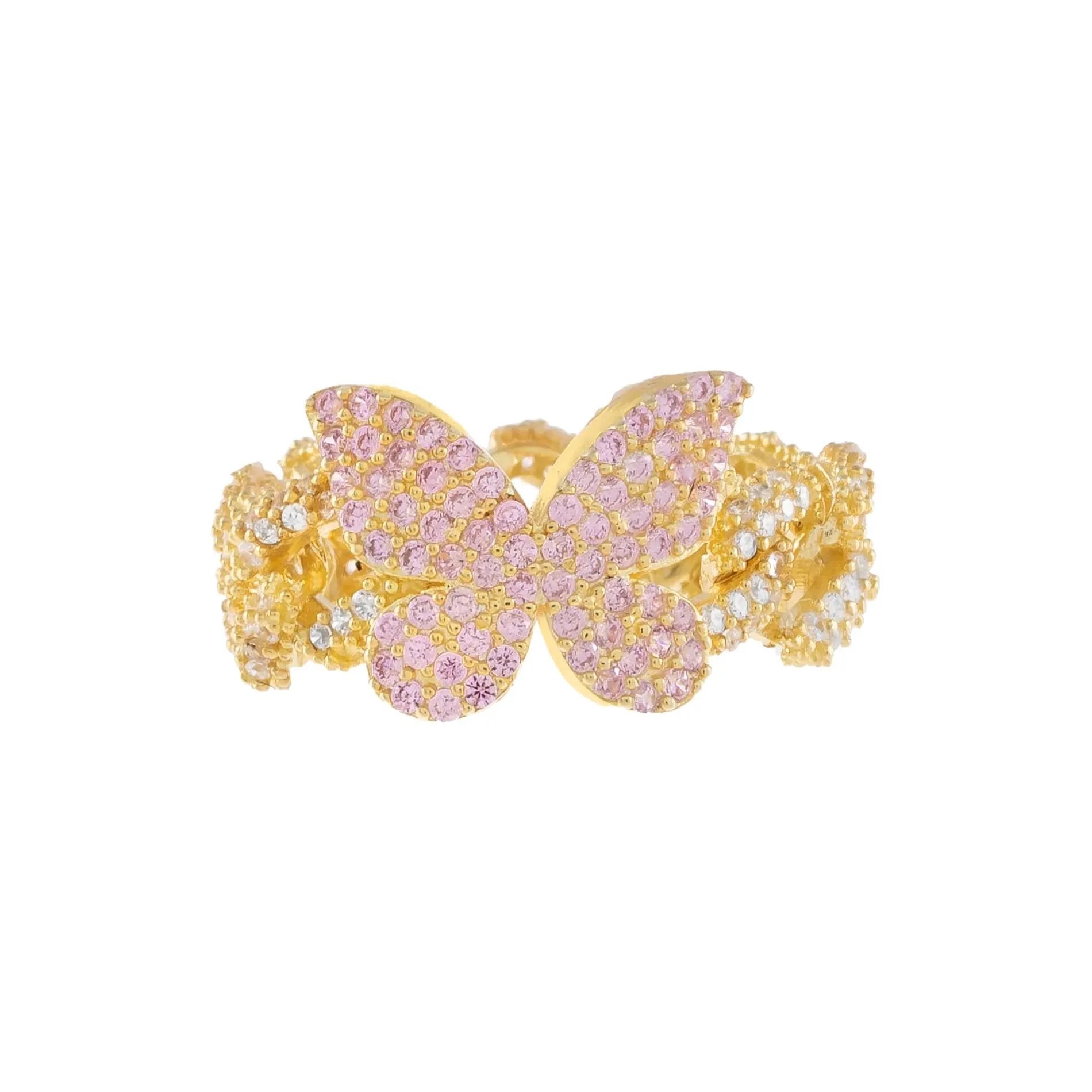 Pink Pavé Butterfly Chain Link Ring sold by Adina Eden's product image thumbnail 3