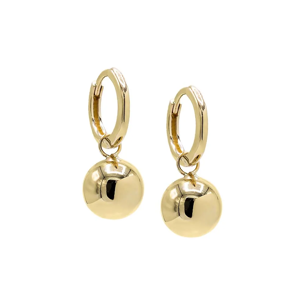 Solid Dangling Ball Huggie Earring 14K sold by Adina Eden's