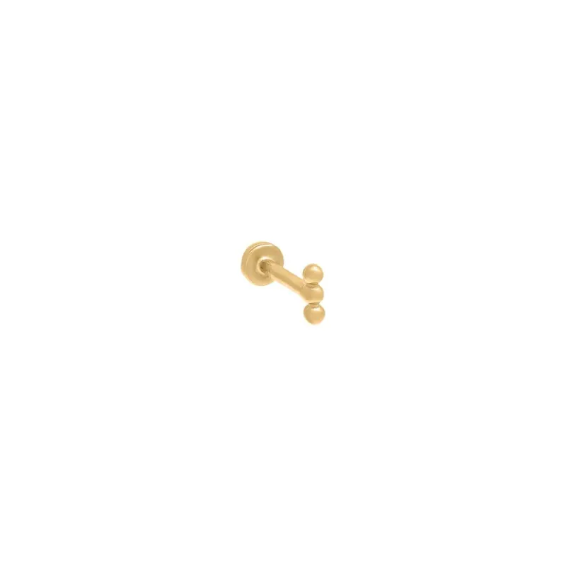 Tiny Beaded Bar Threaded Stud Earring 14K sold by Adina Eden's