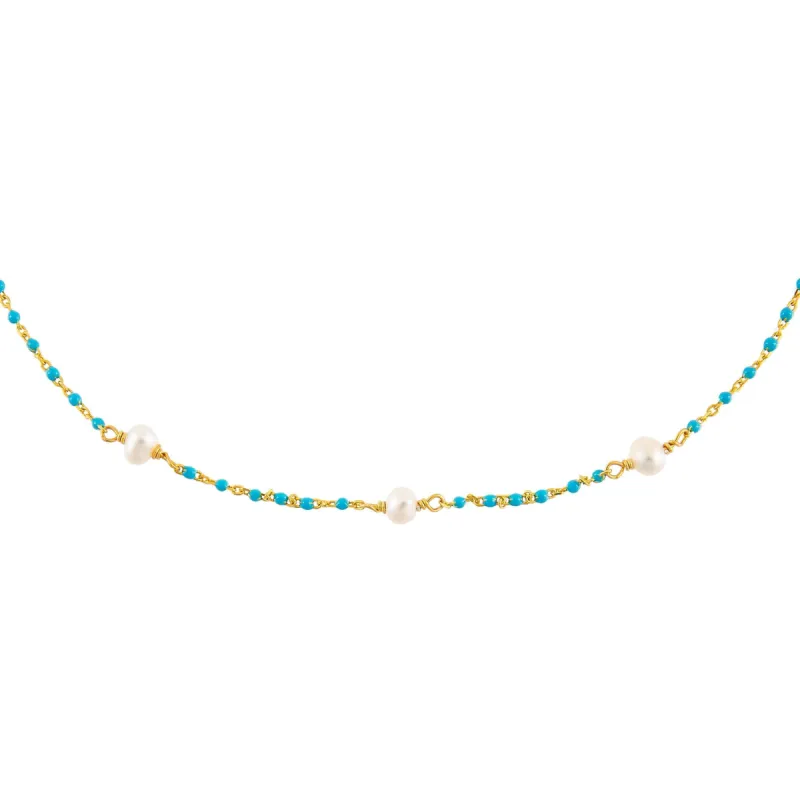 Pearl X Enamel Beads Choker sold by Adina Eden's