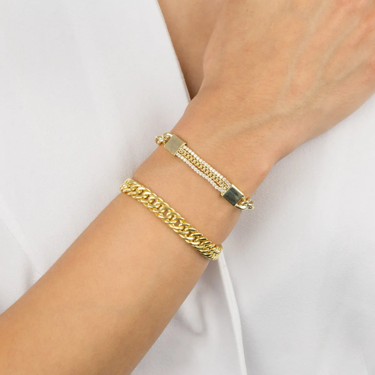 Tennis X Cuban Chain Bracelet sold by Adina Eden's product image thumbnail 2