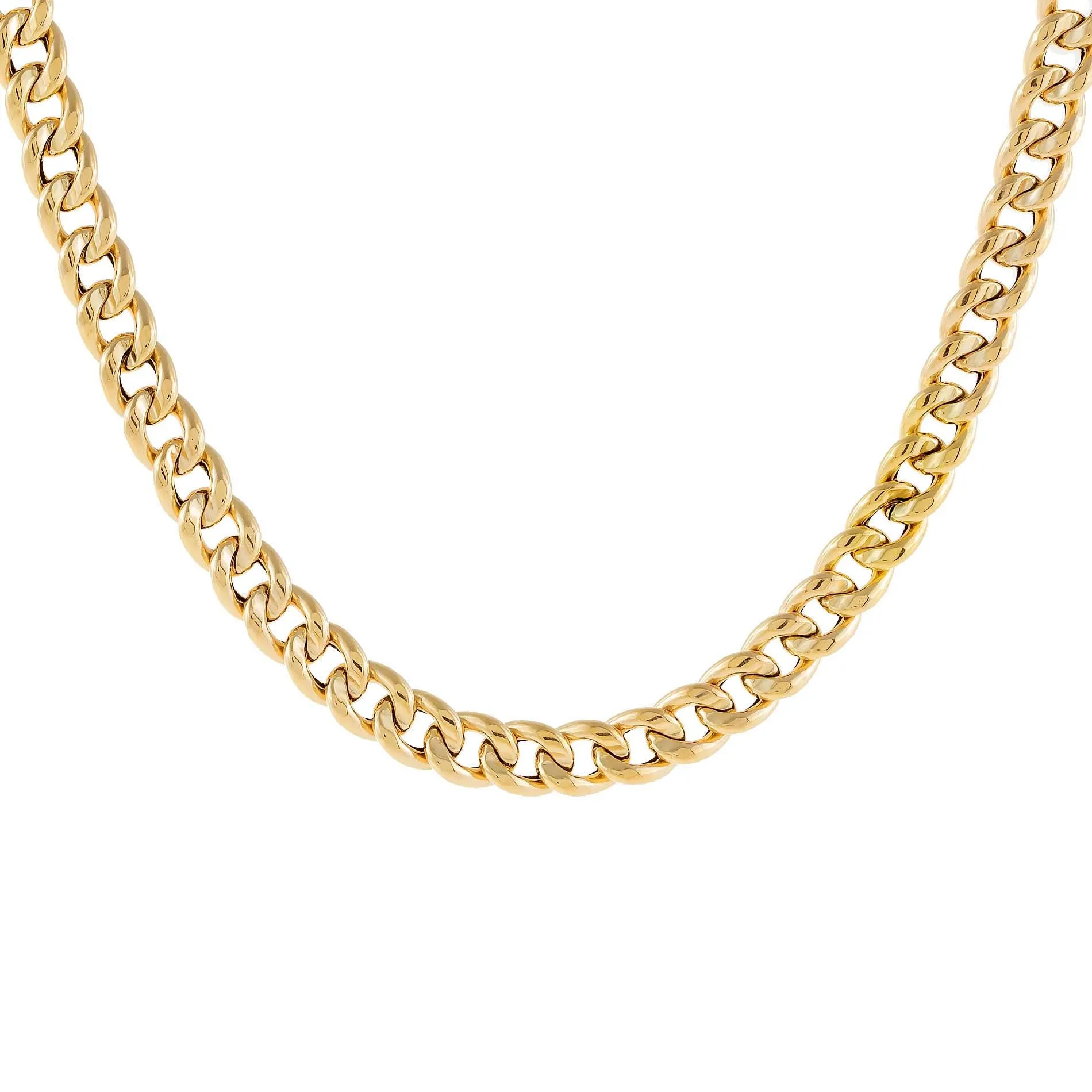 Hollow Round Cuban Necklace 14K sold by Adina Eden's