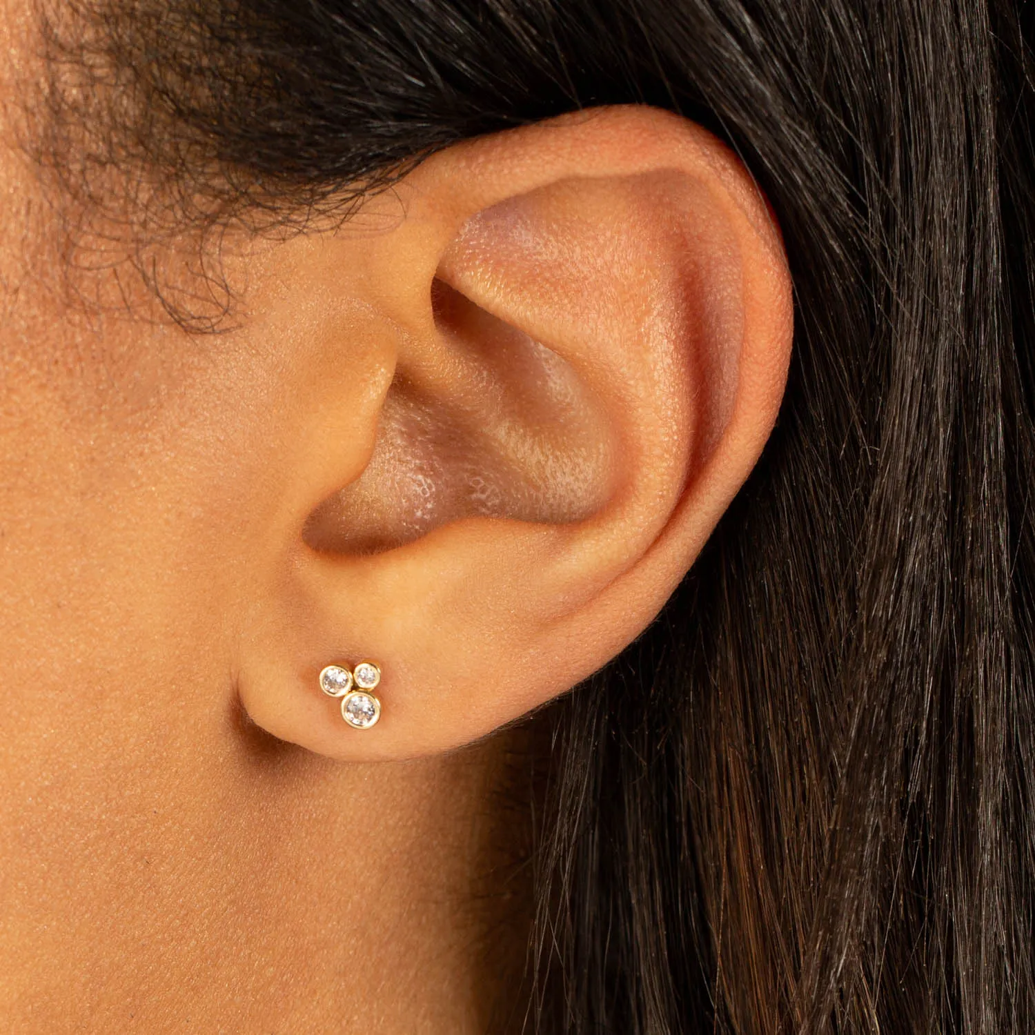 CZ Triple Bezel Stud Earring 14K sold by Adina Eden's product image thumbnail 2