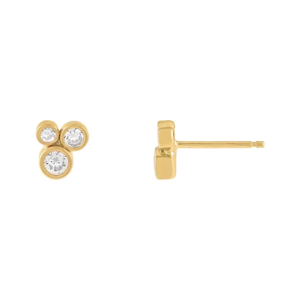 CZ Triple Bezel Stud Earring 14K sold by Adina Eden's