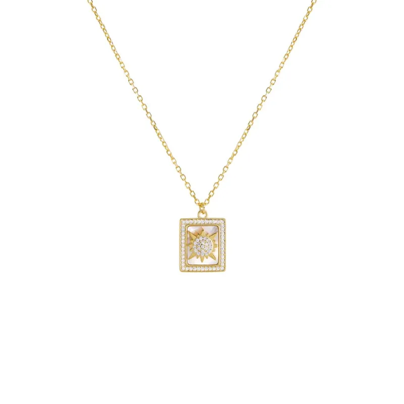 Pavé Colored Stone Starburst Pendant Necklace sold by Adina Eden's