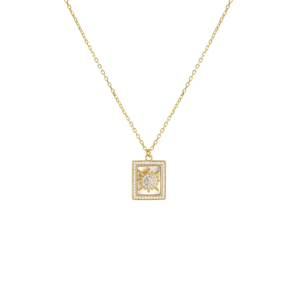 Pavé Colored Stone Starburst Pendant Necklace sold by Adina Eden's