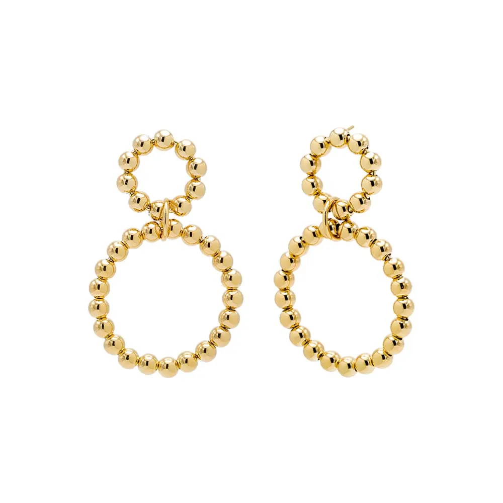 Beaded Double Circle Drop Stud Earring sold by Adina Eden's product image thumbnail 3