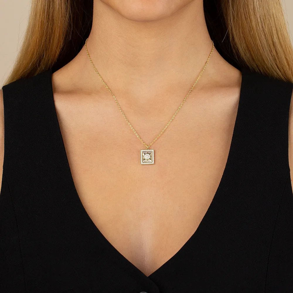 Pavé Colored Stone Starburst Pendant Necklace sold by Adina Eden's product image thumbnail 2