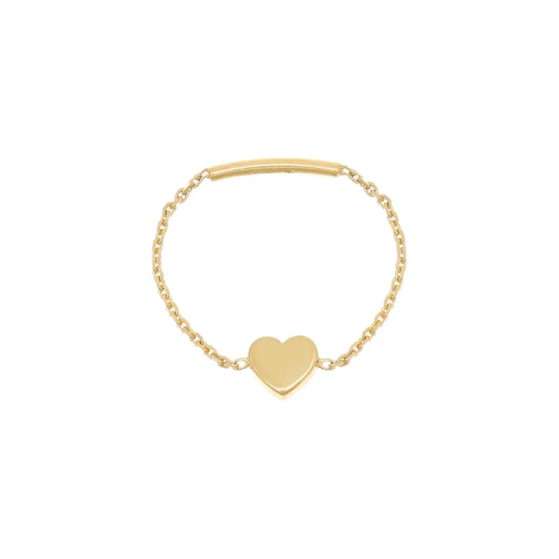 Mini Solid Heart Chain Ring 14K sold by Adina Eden's