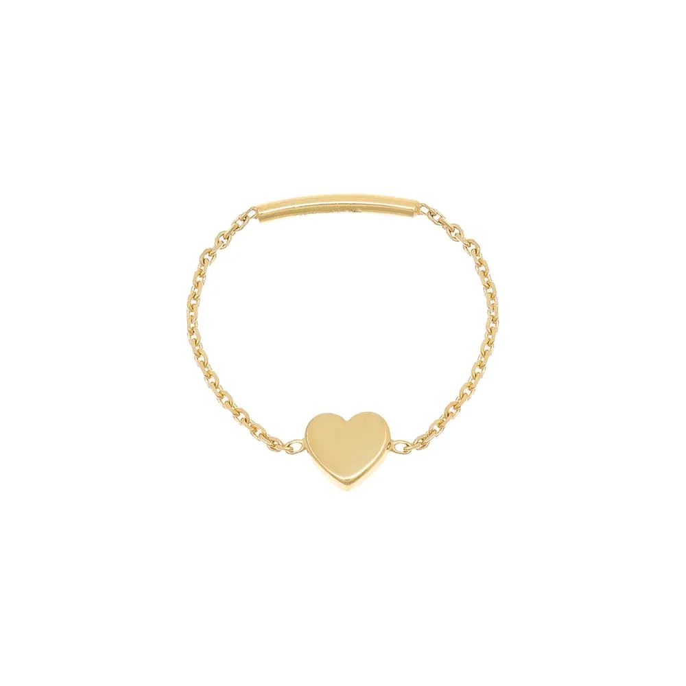 Mini Solid Heart Chain Ring 14K sold by Adina Eden's
