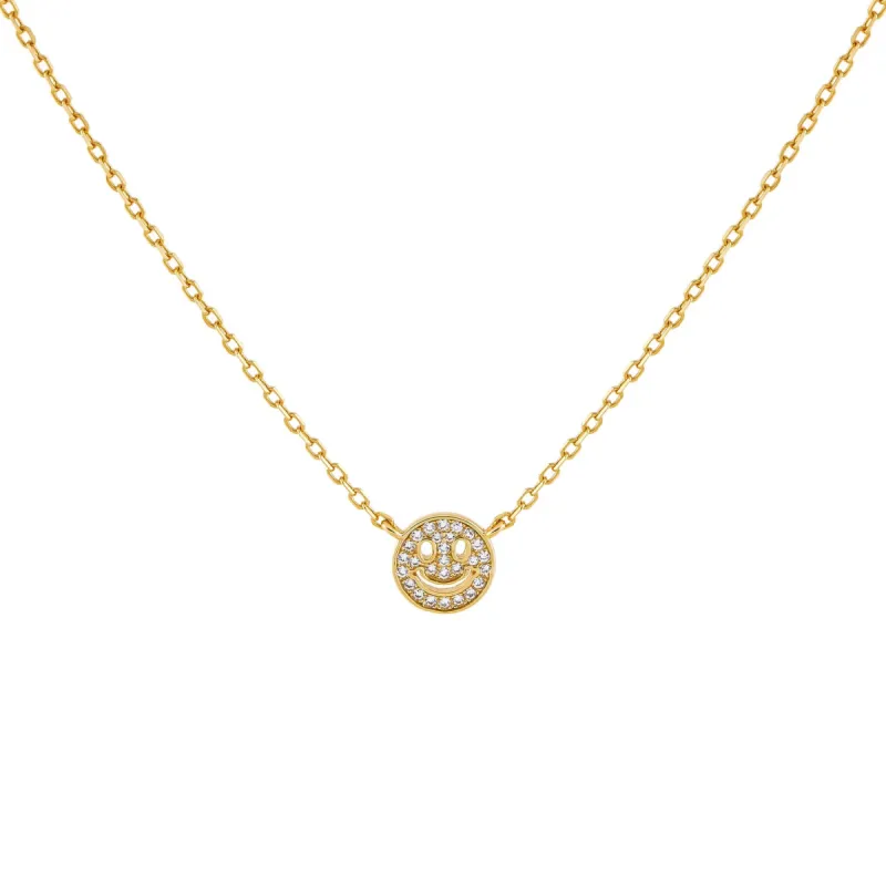 CZ Smiley Face Necklace sold by Adina Eden's