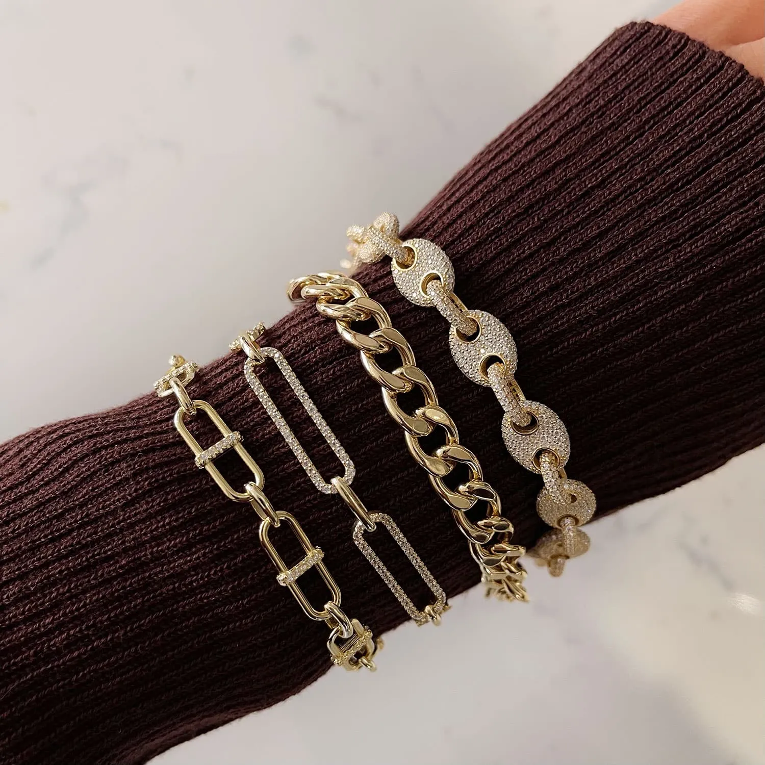 Full Pavé Mariner Chain Bracelet sold by Adina Eden's product image thumbnail 3