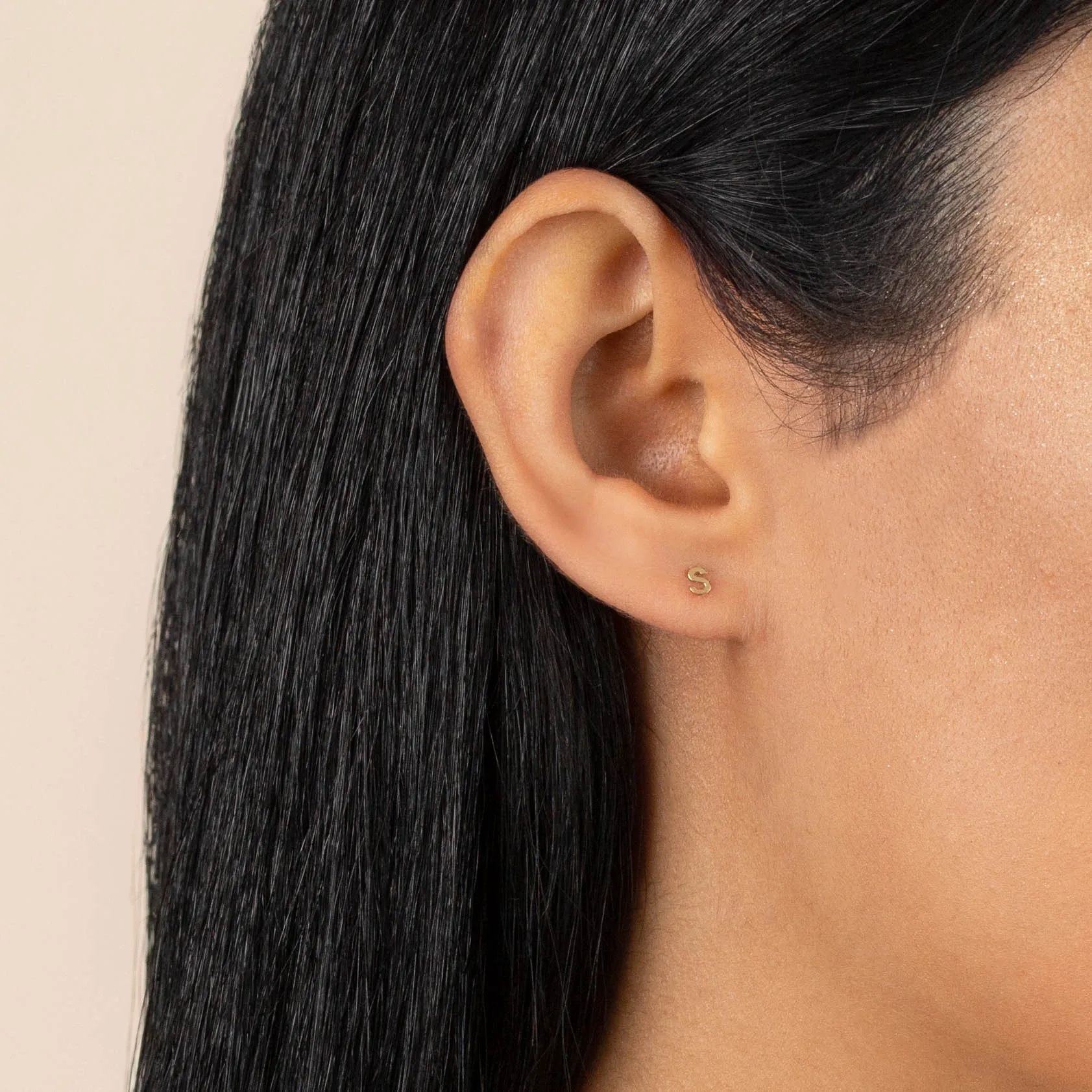 Tiny Letter Stud Earring 14K sold by Adina Eden's product image thumbnail 2