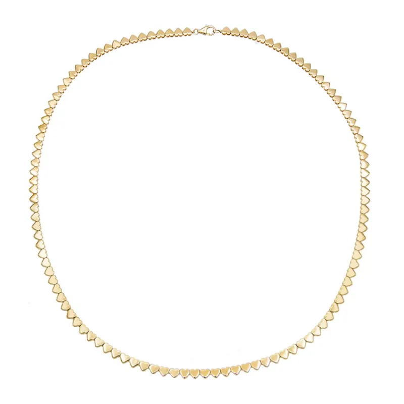 Solid Hearts Tennis Necklace 14K sold by Adina Eden's