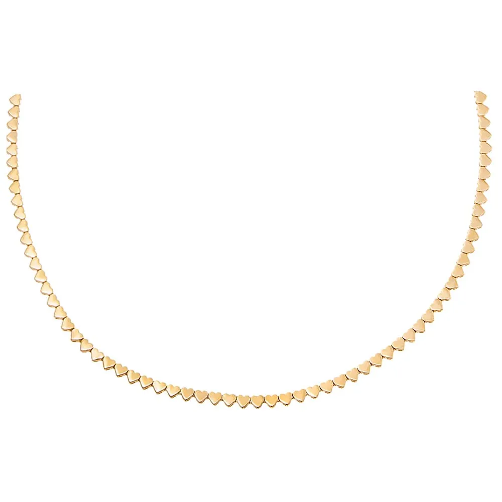 Solid Hearts Tennis Necklace 14K sold by Adina Eden's product image thumbnail 3
