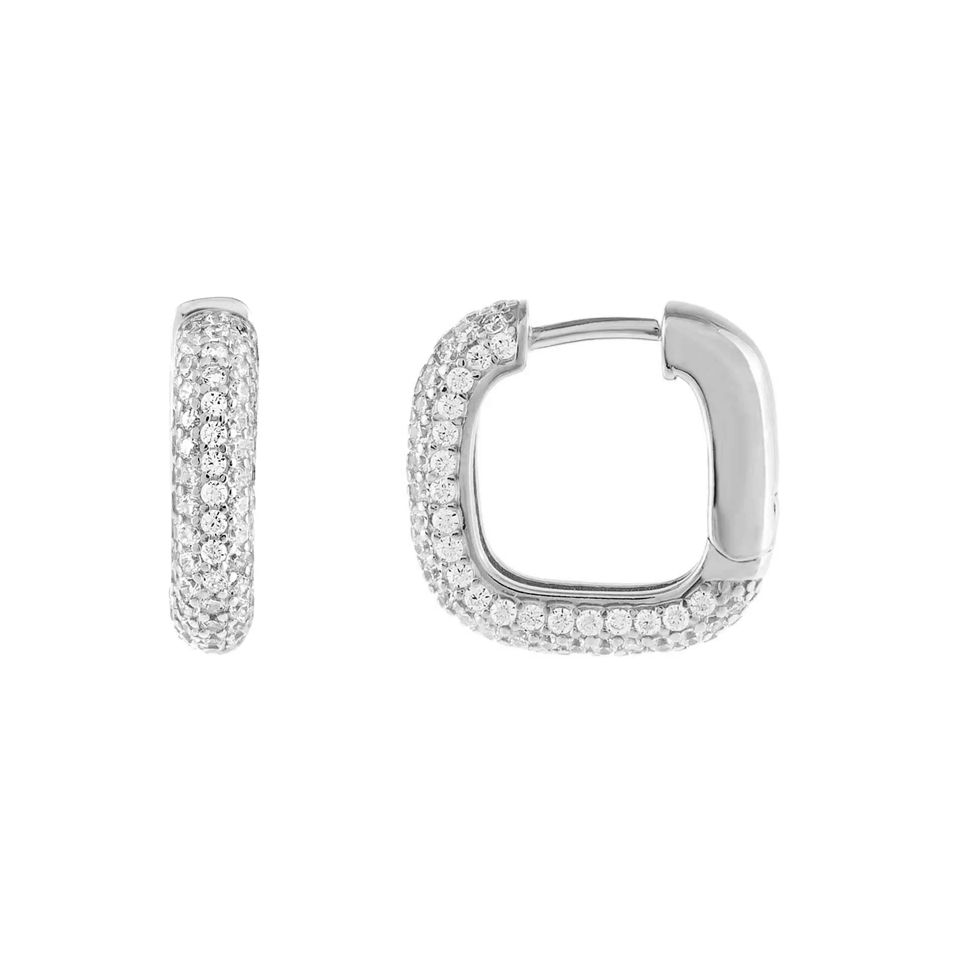 Pavé Round Square Huggie Earring sold by Adina Eden's product image thumbnail 2