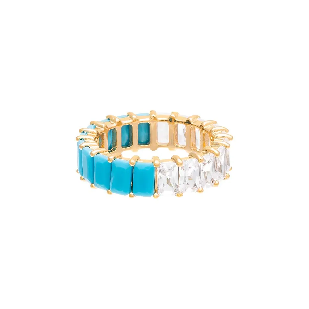 Turquoise X CZ Baguette Eternity Ring sold by Adina Eden's product image thumbnail 3