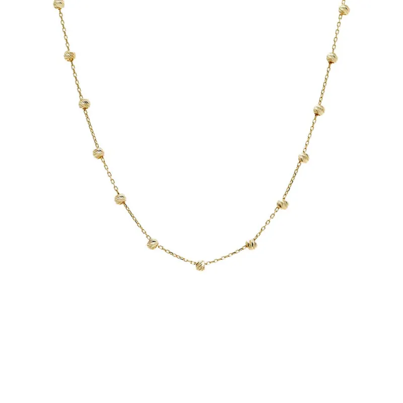 Diamond Cut Beaded Necklace 14K sold by Adina Eden's