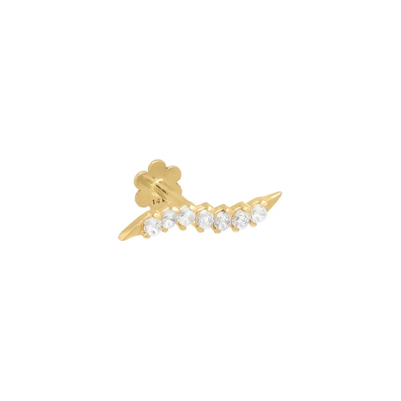 Pavé Wave Bar Threaded Stud Earring 14K sold by Adina Eden's