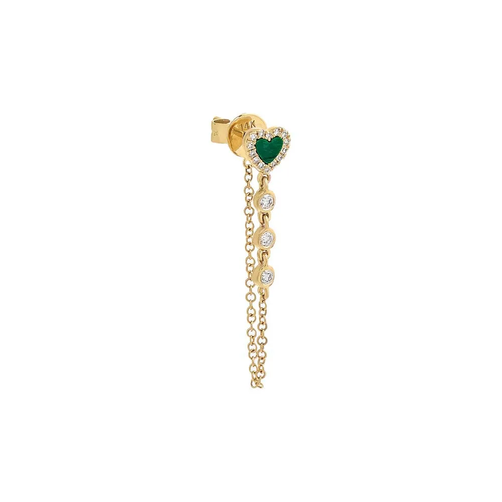 Colored Diamond Heart Drop Stud Earring 14K sold by Adina Eden's product image thumbnail 4
