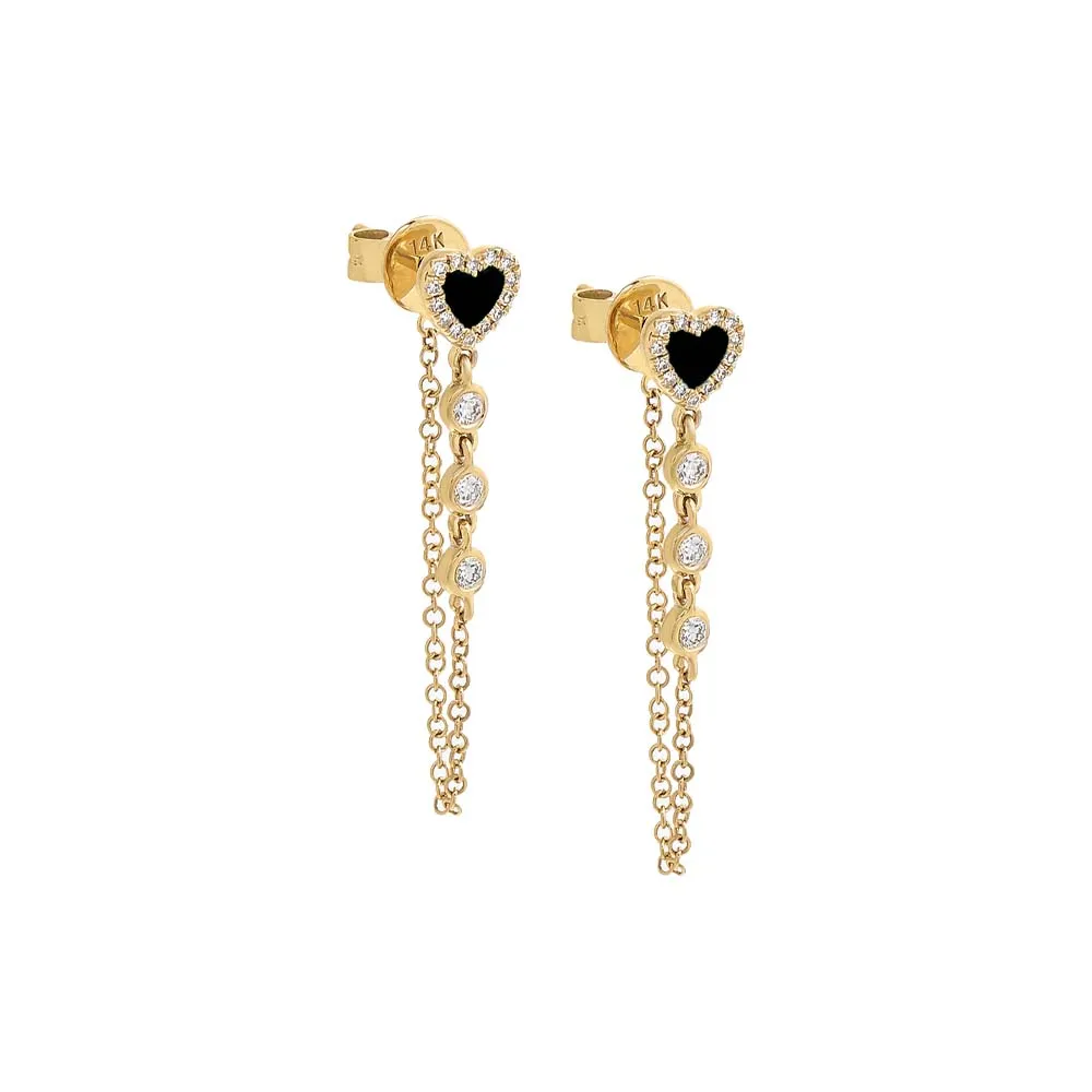Colored Diamond Heart Drop Stud Earring 14K sold by Adina Eden's product image thumbnail 3
