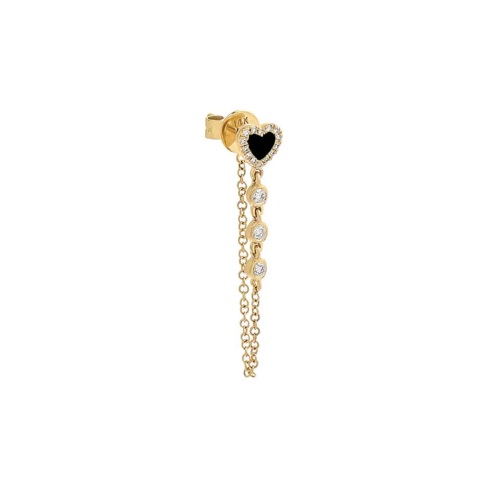 Colored Diamond Heart Drop Stud Earring 14K sold by Adina Eden's product image thumbnail 2
